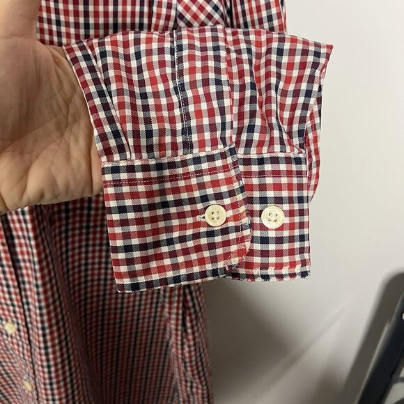 Vintage Gitman Bros Shirt Men's Size L Red Blue Check Print Cotton Flawed Read - Picture 8 of 13